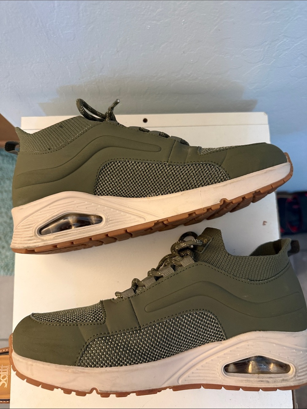 Women’s Olive Green Athletic Sneakers with Cushioned Air Sole